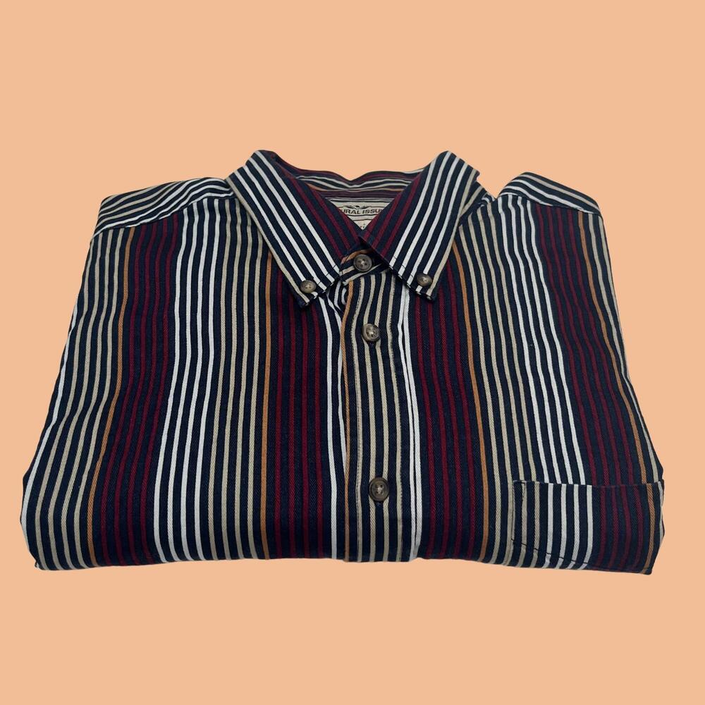 Vintage 90s striped men's button down shirt, Natural Issue men's patterned shirt